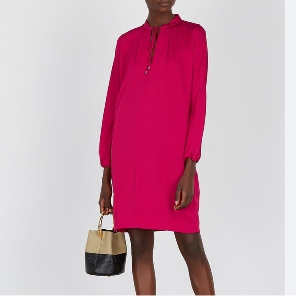 SALE ** DianeVon Furstenberg silk dress - hot pink sz 4 with pockets - Picture 1 of 7